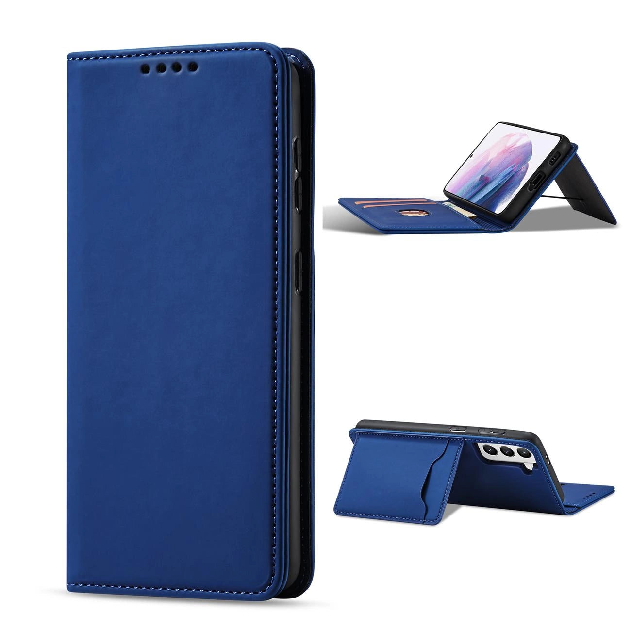 Magnet Card Case Case for Samsung Galaxy S22 + (S22 Plus) Pouch Wallet Card Holder Blue_2