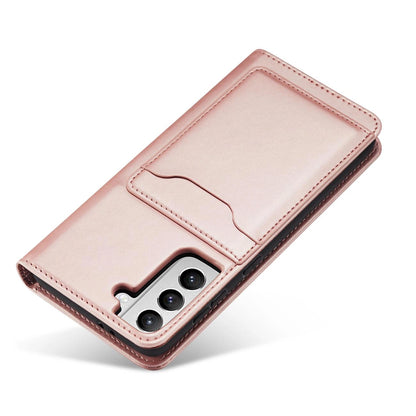 Magnet Card Case for Samsung Galaxy S22 + (S22 Plus) Pouch Wallet Card Holder Pink_1