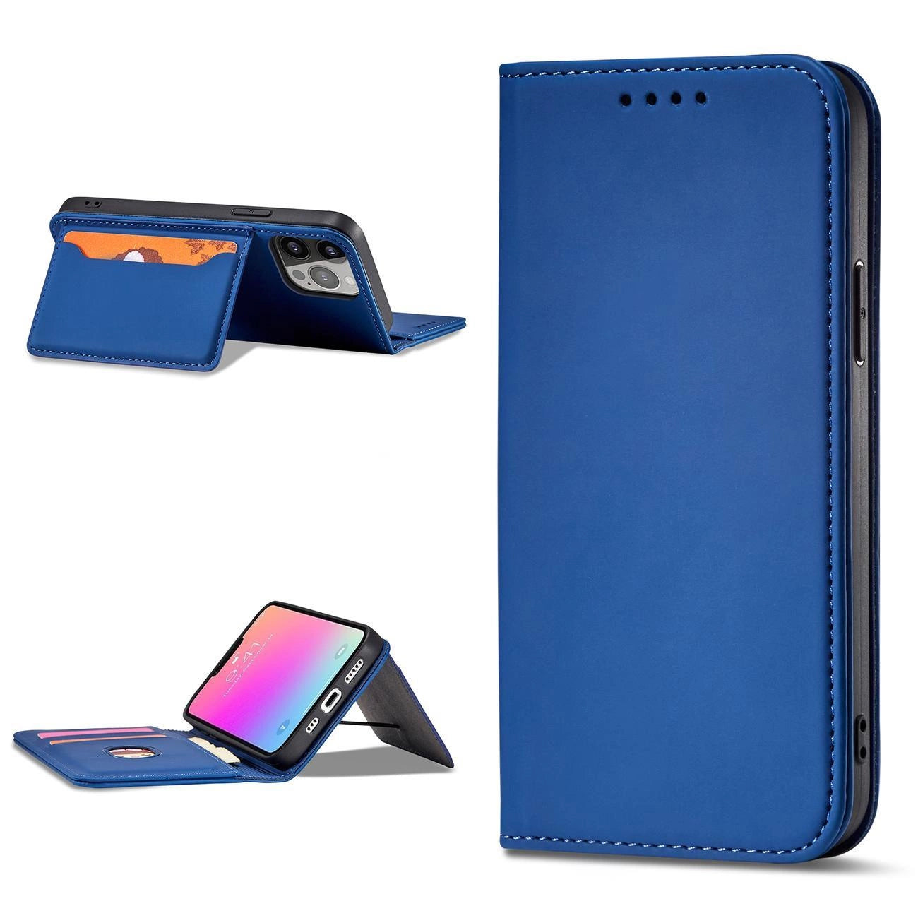 Magnet Card Case Case for Samsung Galaxy S22 Ultra Cover Card Wallet Card Holder Blue_9