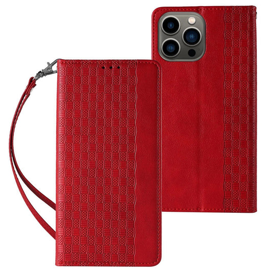 Magnet Strap Case Case for iPhone 12 Pro Max Pouch Wallet + Mini Lanyard Pendant Red_0