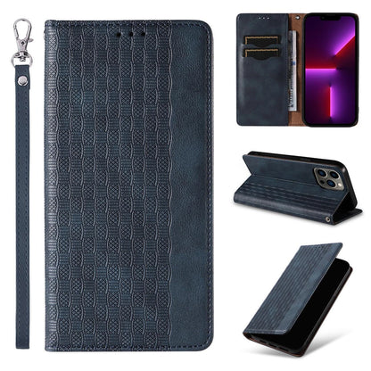 Magnet Strap Case for iPhone 13 Pro Max Pouch Wallet + Mini Lanyard Pendant Blue_2