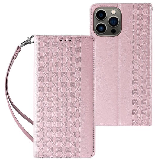 Magnet Strap Case Case for iPhone 13 Pro Max Pouch Wallet + Mini Lanyard Pendant Pink_0
