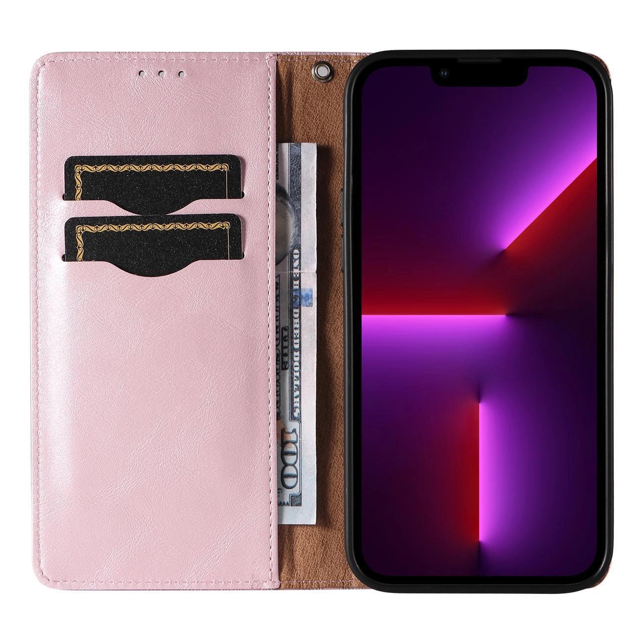 Magnet Strap Case Case for iPhone 13 Pro Max Pouch Wallet + Mini Lanyard Pendant Pink_12