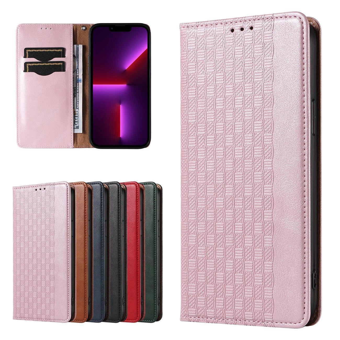Magnet Strap Case Case for iPhone 13 Pro Max Pouch Wallet + Mini Lanyard Pendant Pink_1