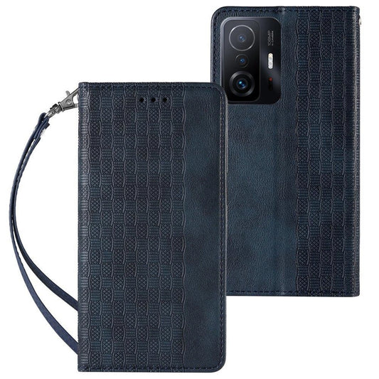 Magnet Strap Case Case for Xiaomi Redmi Note 11 Pro Pouch Wallet + Mini Lanyard Pendant Blue_0