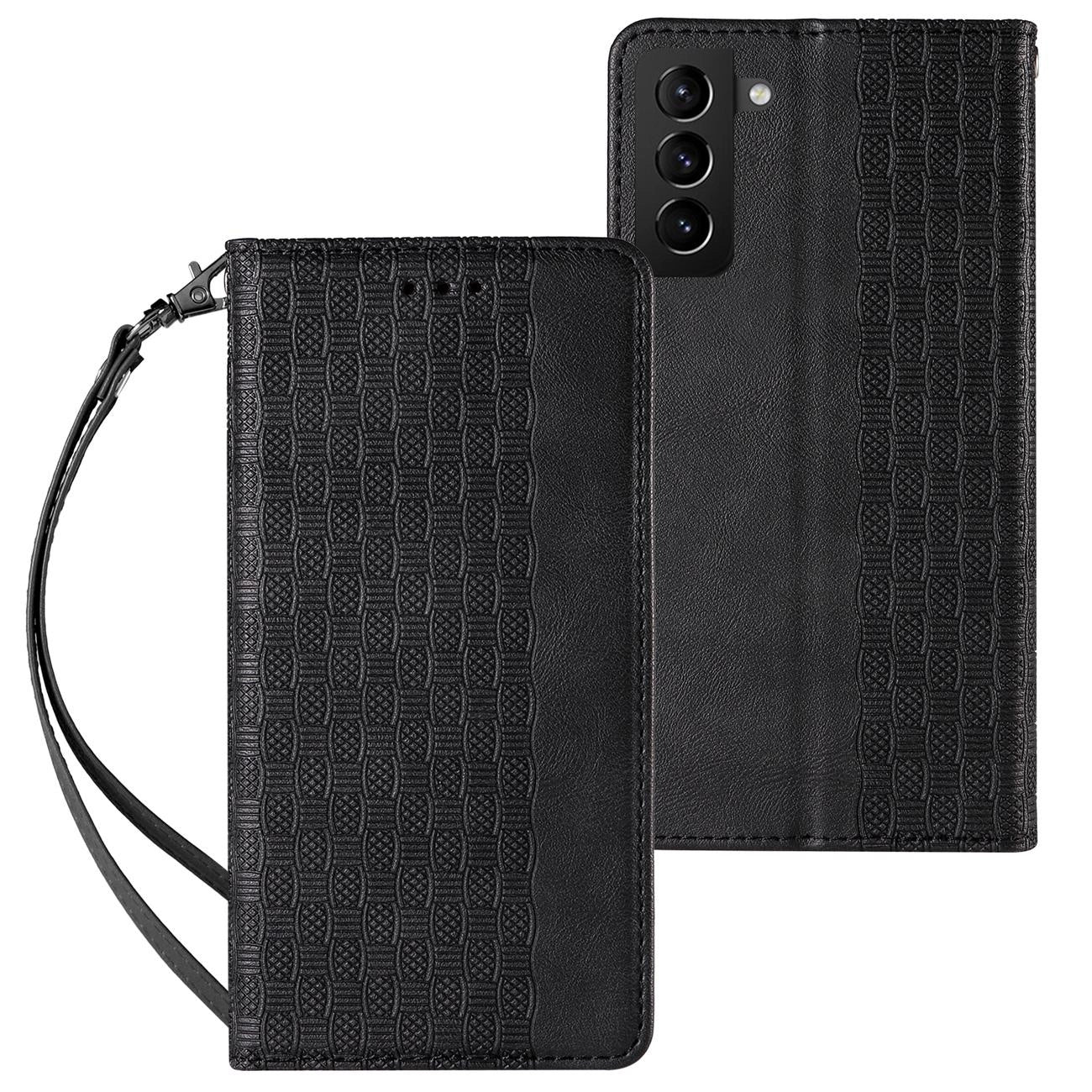 Magnet Strap Case Case for Samsung Galaxy S22 + (S22 Plus) Pouch Wallet + Mini Lanyard Pendant Black_0