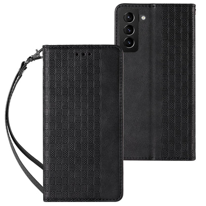 Magnet Strap Case Case for Samsung Galaxy S22 + (S22 Plus) Pouch Wallet + Mini Lanyard Pendant Black_0