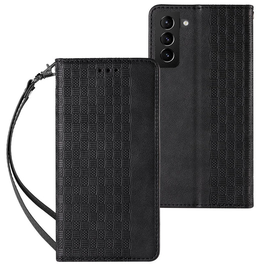Magnet Strap Case Case for Samsung Galaxy S22 + (S22 Plus) Pouch Wallet + Mini Lanyard Pendant Black_0