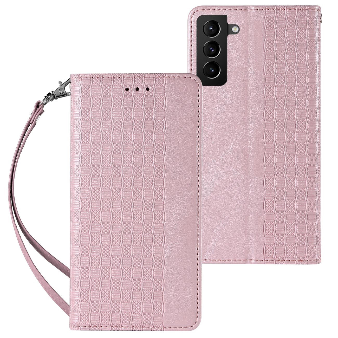 Magnet Strap Case Case for Samsung Galaxy S22 + (S22 Plus) Pouch Wallet + Mini Lanyard Pendant Pink_0