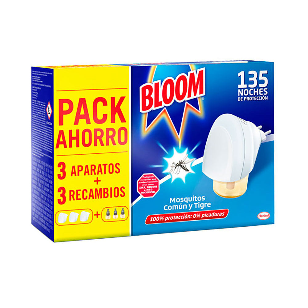 Pack econÃ´mico insect bloom 3 unid. aparelho + 3 sobresselente mosquitos comum e tigre_0