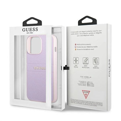 Guess GUHCP13LPSASBPU iPhone 13 Pro / 13 6.1" purple/purple Saffiano Hot Stamp &amp; Metal Logo_7