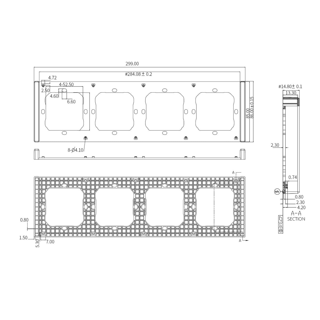 Frame for M5 80 smart wall switch 4-way quadruple SONOFF M5-4C-80-F (dim gray)_1