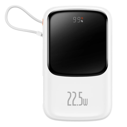 Baseus Qpow power bank 10000mAh built-in USB Type-C cable 22.5W Quick Charge SCP AFC FCP white (PPQD020102)_0