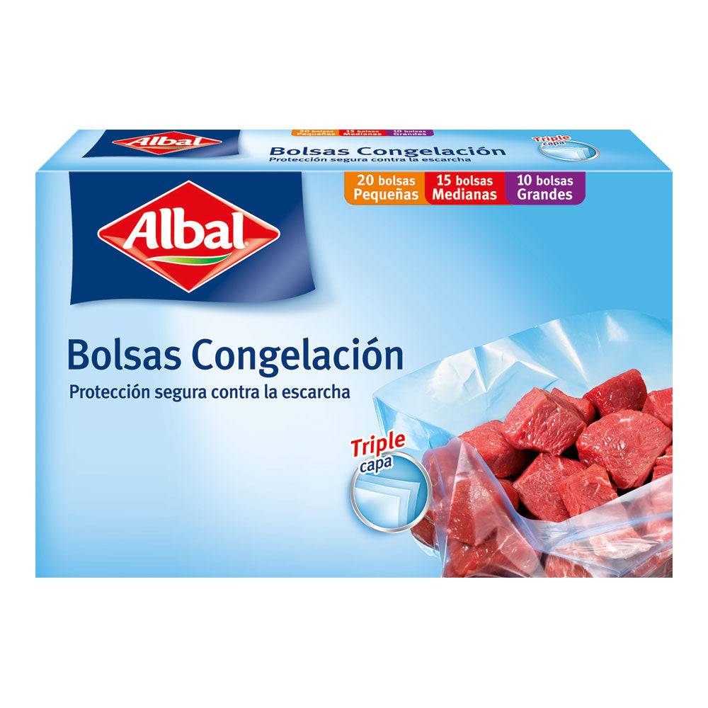 Sacos congelaÃ§Ã£o albal 3 tamanhos 45ud (20pq+15med+10grandes)_0