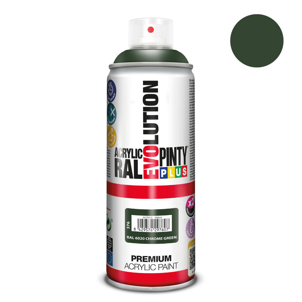 Tinta em spray pintyplus evolution 520 cc ral 6020 chrome green_0