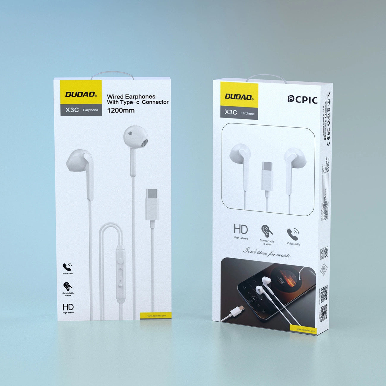 Dudao X3C In-Ear Wired USB-C Headphones 1.2m - White_7