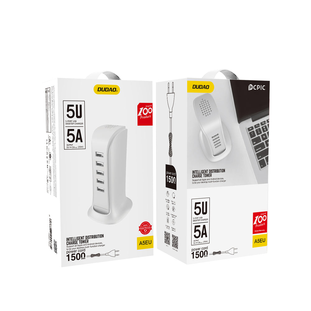 Dudao 5x USB charger with built-in EU power cable white (A5EU)_4