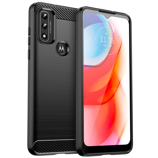 Carbon Case Flexible Cover Sleeve Motorola Moto G Play 2022 black_0