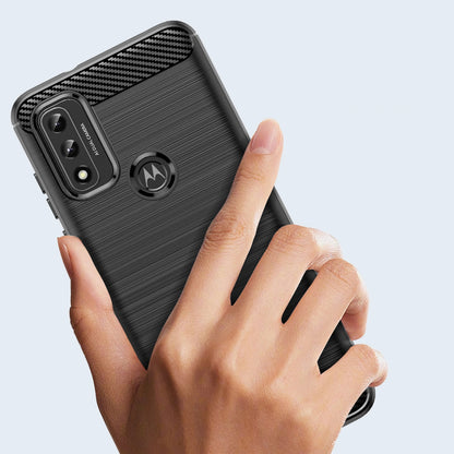 Carbon Case Flexible Cover Sleeve Motorola Moto G Play 2022 black_1