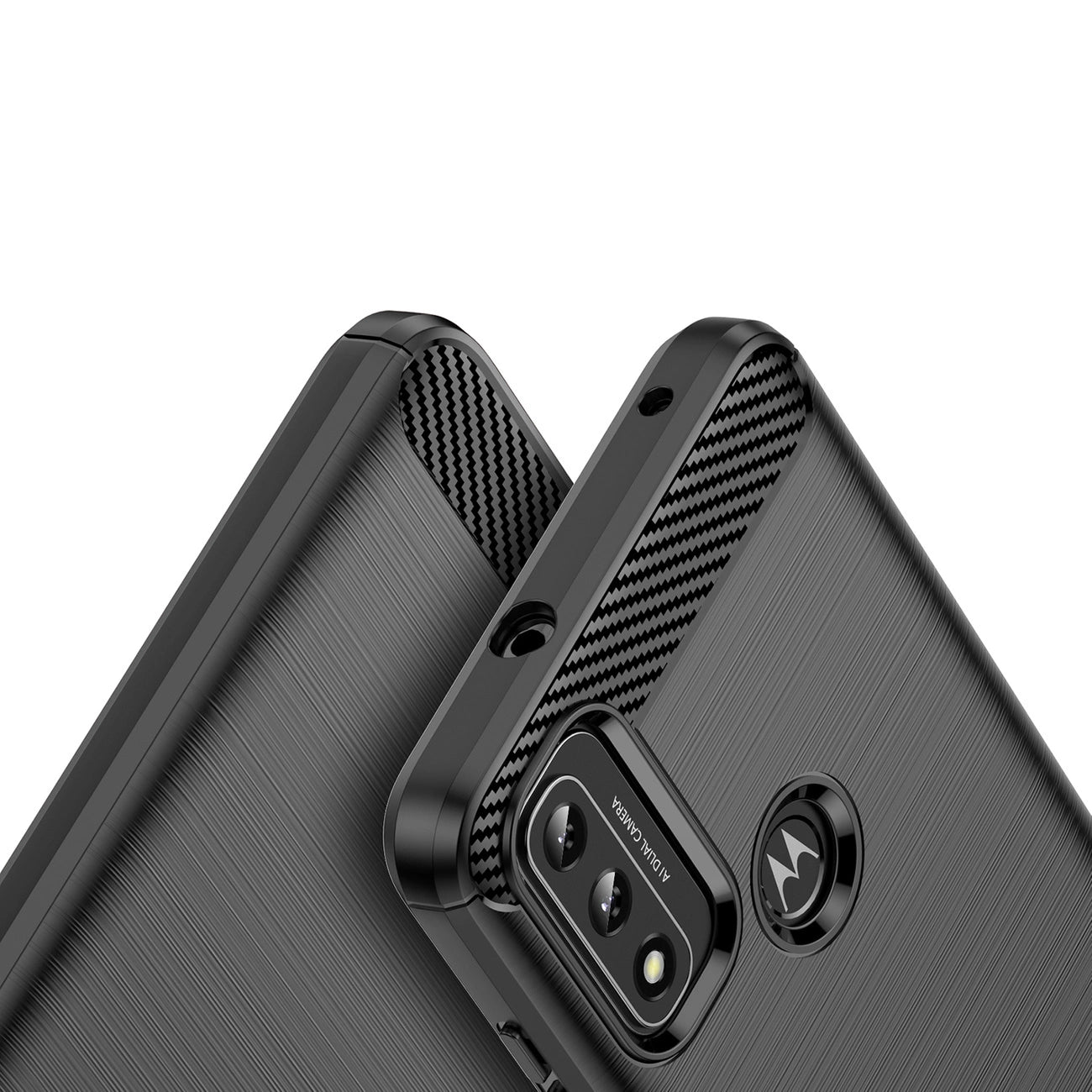 Carbon Case Flexible Cover Sleeve Motorola Moto G Play 2022 black_3