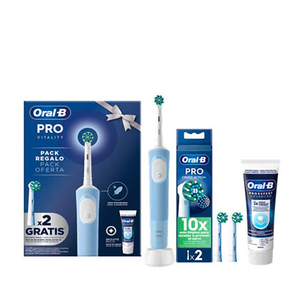 Escova de dentes elÃ©trica oral-b pro vitality + 2 recargas + pasta de dentes advance_0