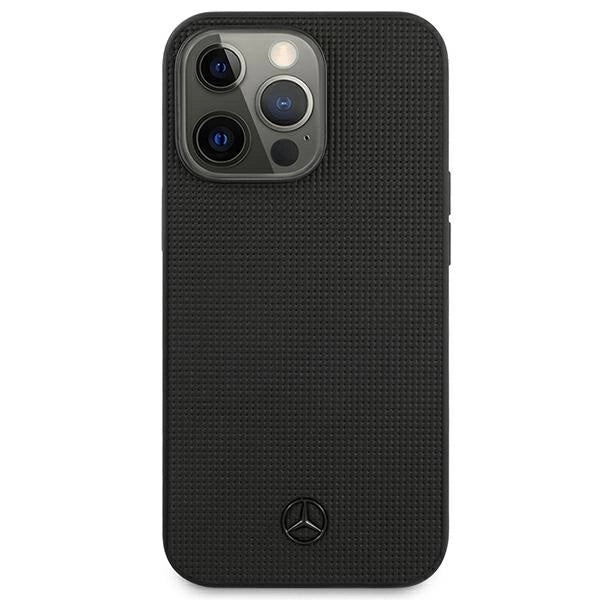 Mercedes MEHCP13LMBLBK iPhone 13 Pro / 13 6,1" czarny/black hardcase Leather Meshed Metal Logo_2