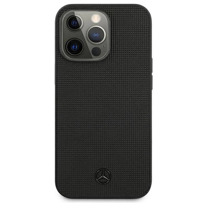 Mercedes MEHCP13LMBLBK iPhone 13 Pro / 13 6,1" czarny/black hardcase Leather Meshed Metal Logo_2