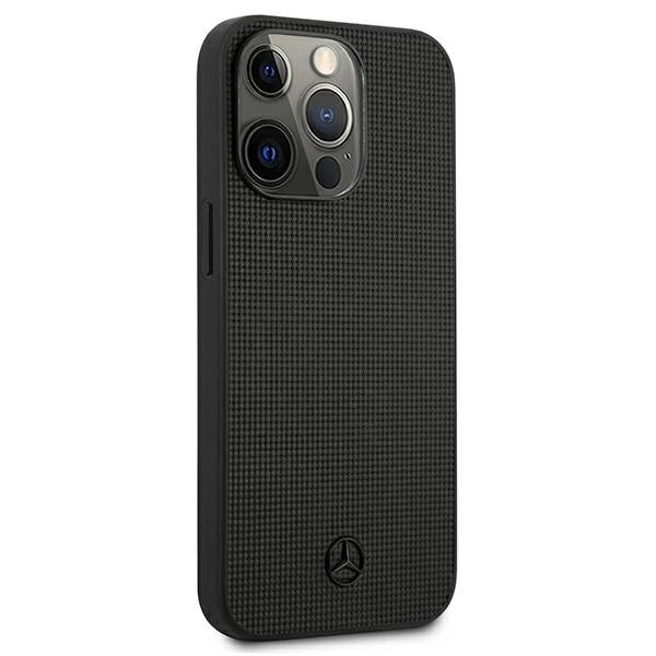 Mercedes MEHCP13LMBLBK iPhone 13 Pro / 13 6,1" czarny/black hardcase Leather Meshed Metal Logo_3