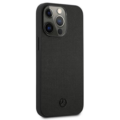 Mercedes MEHCP13LMBLBK iPhone 13 Pro / 13 6,1" czarny/black hardcase Leather Meshed Metal Logo_3