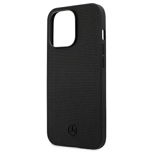 Mercedes MEHCP13LMBLBK iPhone 13 Pro / 13 6,1" czarny/black hardcase Leather Meshed Metal Logo_5