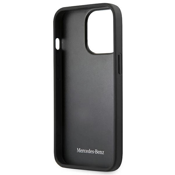 Mercedes MEHCP13LMBLBK iPhone 13 Pro / 13 6,1" czarny/black hardcase Leather Meshed Metal Logo_6