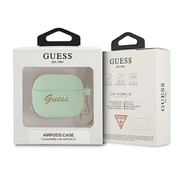 Guess GUA3LSCHSN AirPods 3 cover green/green Silicone Charm Heart Collection_2