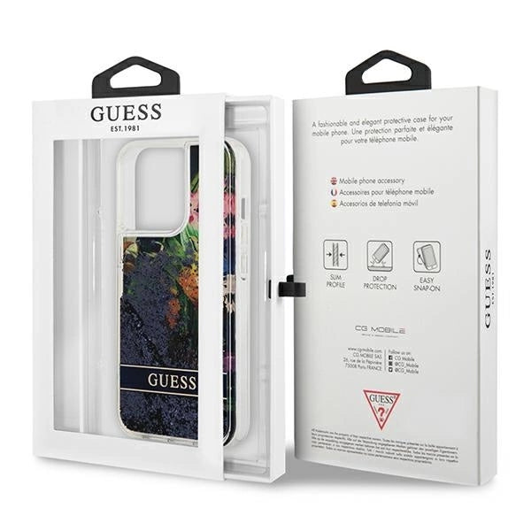 Guess GUHCP13LLFLSB iPhone 13 Pro / 13 6.1" blue/blue hardcase Flower Liquid Glitter_7