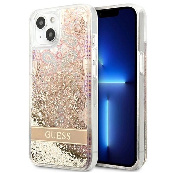 Guess GUHCP13SLFLSD iPhone 13 mini 5.4" gold/gold hardcase Paisley Liquid Glitter_0