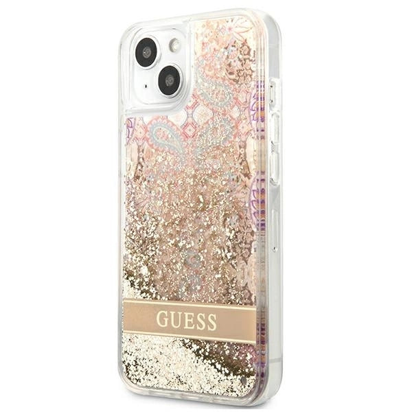 Guess GUHCP13SLFLSD iPhone 13 mini 5.4" gold/gold hardcase Paisley Liquid Glitter_1