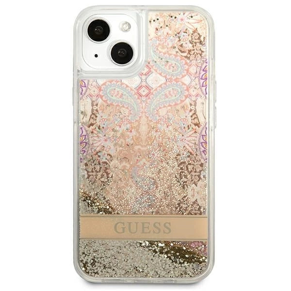 Guess GUHCP13SLFLSD iPhone 13 mini 5.4" gold/gold hardcase Paisley Liquid Glitter_2