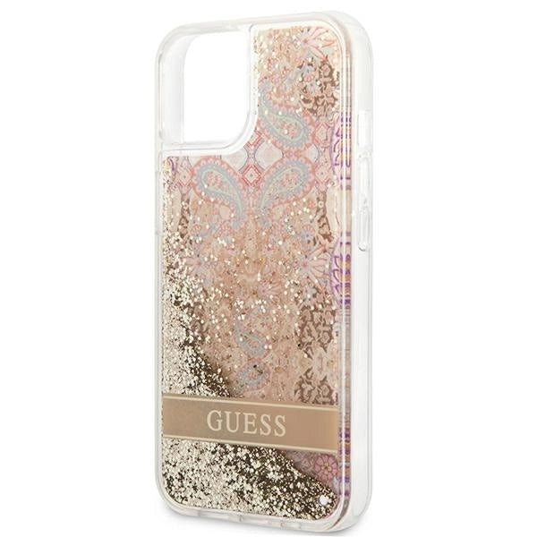 Guess GUHCP13SLFLSD iPhone 13 mini 5.4" gold/gold hardcase Paisley Liquid Glitter_5