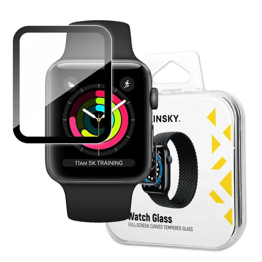 Wozinsky Watch Glass Hybrid Glass for Apple Watch 3 38mm / Watch 2 38mm / Watch 1 38mm Black_0