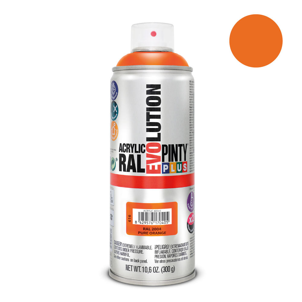 Tinta em spray pintyplus evolution 520 cc ral 2004 laranja puro_0