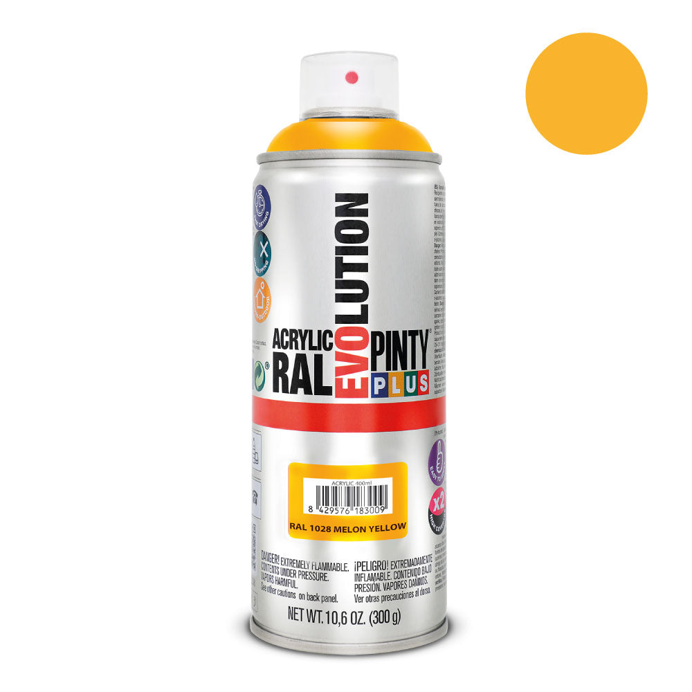 Tinta em spray pintyplus evolution 520 cc ral 1028 amarelo melÃ£o_0