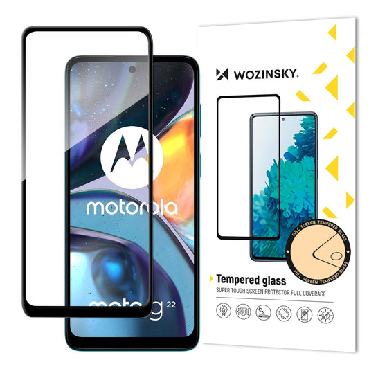 Wozinsky Super Durable Full Glue Tempered Glass Full Screen With Frame Case Friendly Motorola Moto G22 Black_0