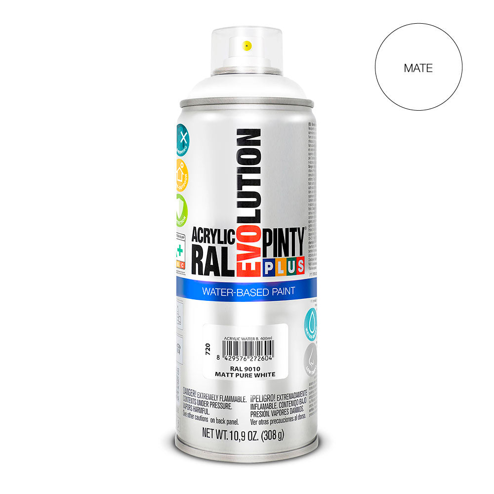 Tinta em spray pintyplus evolution water-based 520cc ral 9010 branco puro mate_0