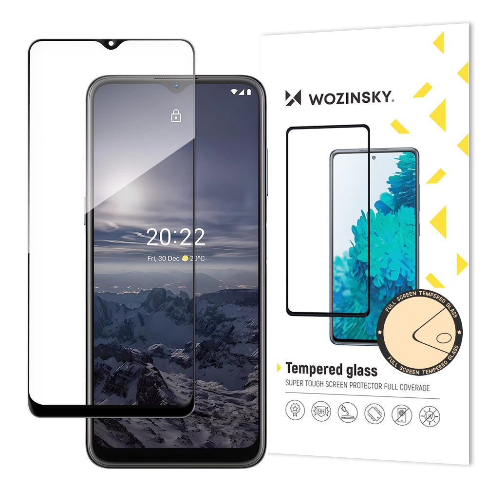 Wozinsky super tough full glue tempered glass full screen with frame case friendly nokia g21 / g11 black_0