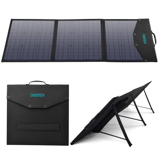 Choetech SC008 solar foldable charger 120W DC / USB-C / 2x USB-A - black_0