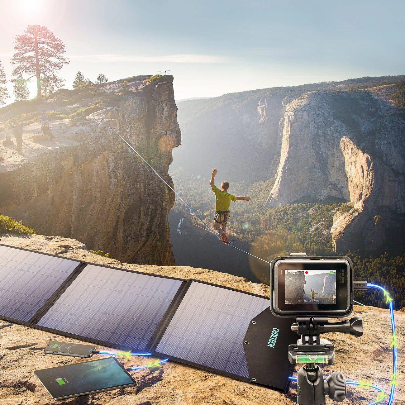 Choetech SC008 solar foldable charger 120W DC / USB-C / 2x USB-A - black_13