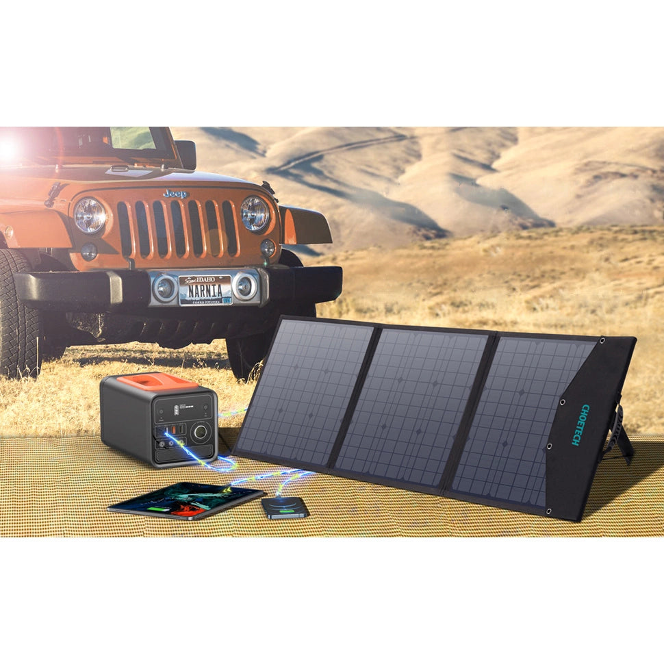 Choetech SC008 solar foldable charger 120W DC / USB-C / 2x USB-A - black_19