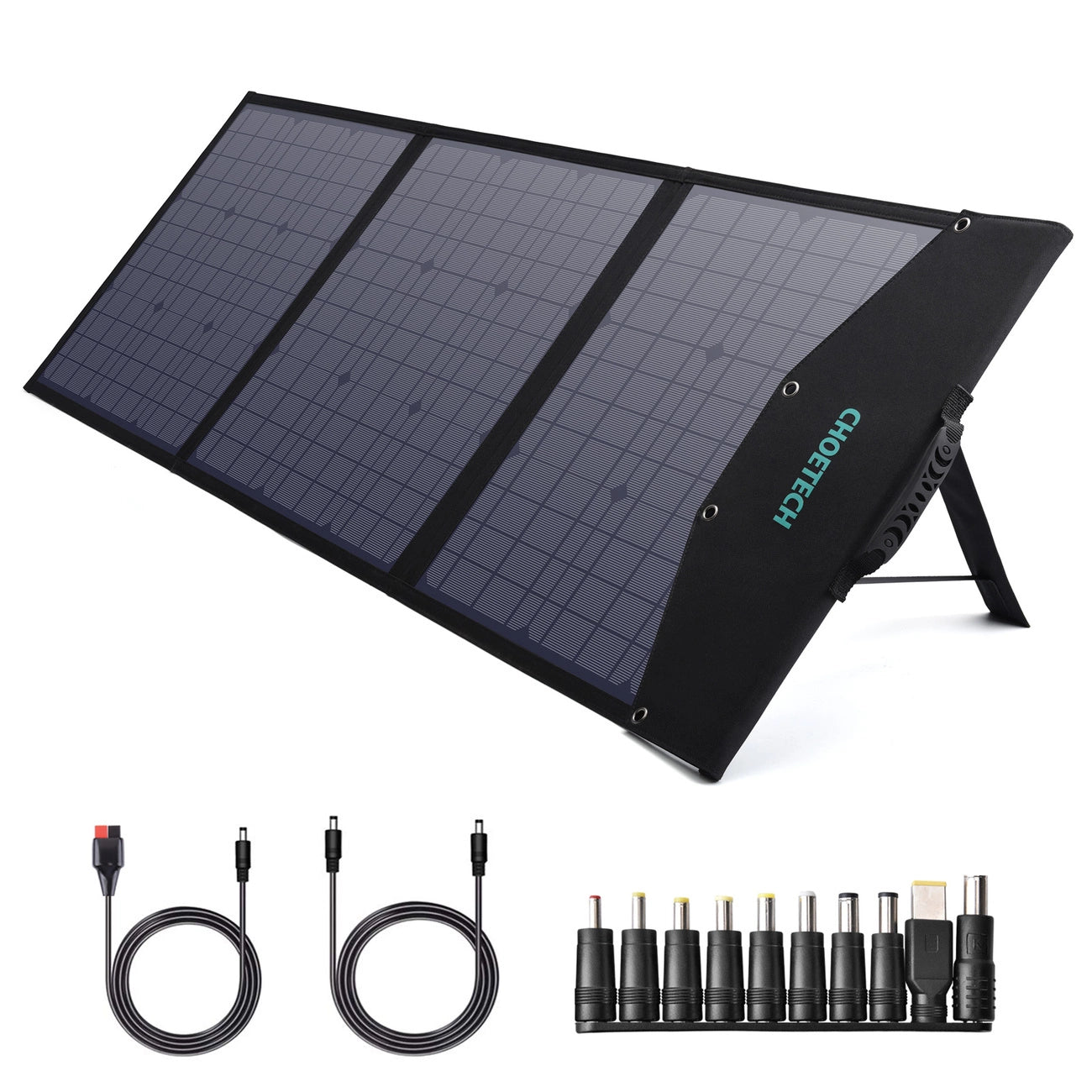 Choetech SC008 solar foldable charger 120W DC / USB-C / 2x USB-A - black_1