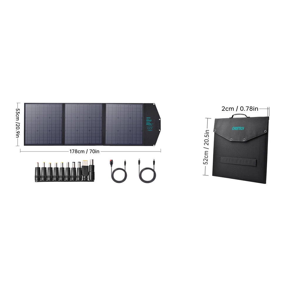 Choetech SC008 solar foldable charger 120W DC / USB-C / 2x USB-A - black_21