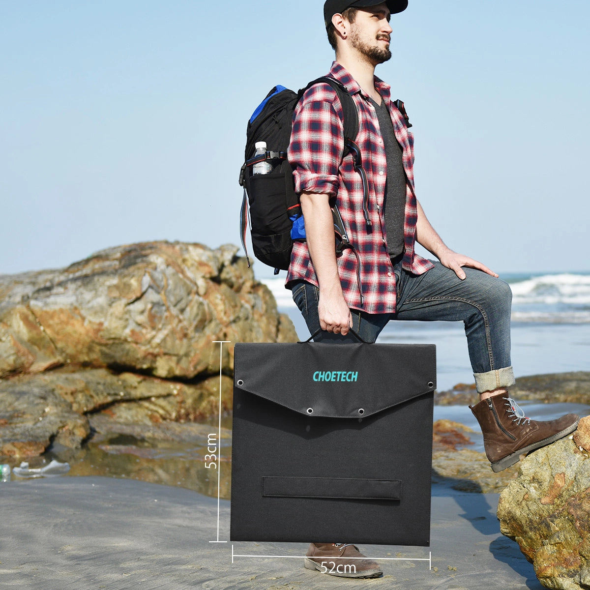 Choetech SC008 solar foldable charger 120W DC / USB-C / 2x USB-A - black_6