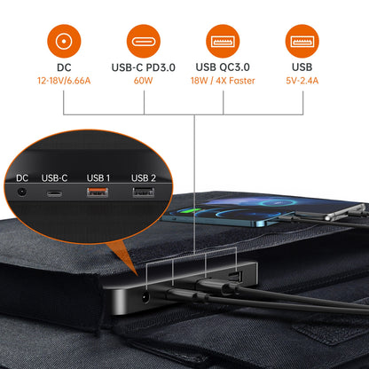 Choetech SC008 solar foldable charger 120W DC / USB-C / 2x USB-A - black_9
